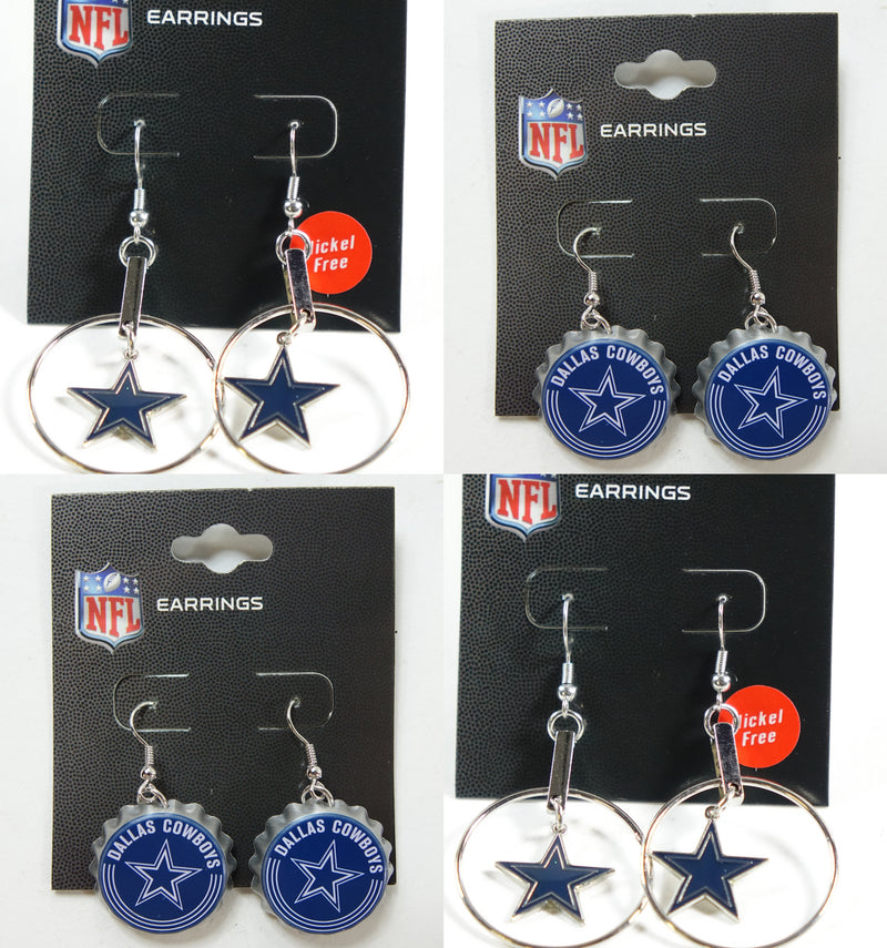 Dallas Cowboys Bottle Cap & Hoop Earrings NFL (4 Pack)