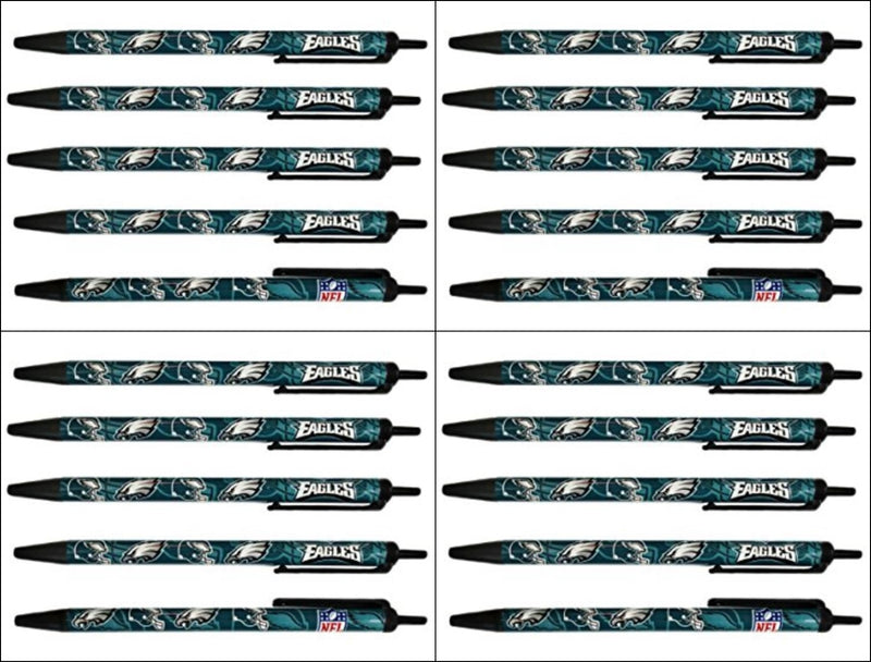 NFL Philadelphia Eagles Disposable Black Ink Click Pens 5ct - 4 Pack