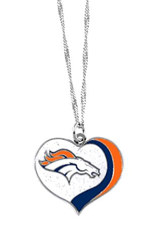 NFL Denver Broncos Necklace Glitter Heart