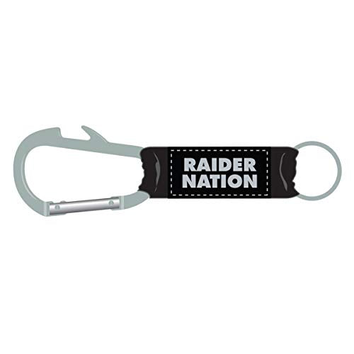 Las Vegas Raiders Raider Nation NFL Carabiner Keychain w/ Bottle Opener One Size