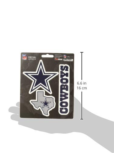 NFL Dallas Cowboys Team Decal, 3-Pack, Blue, One Size Standard