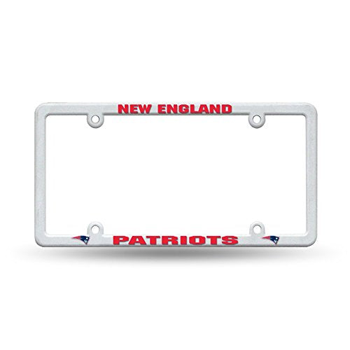 Official NFL New England Patriots White Plastic Auto, Truck License Plate Frame