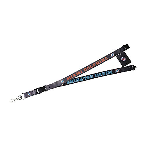 NFL Miami Dolphins ` Unisex Miami Dolphins Lanyard Reverse Pop C, Black Small  S