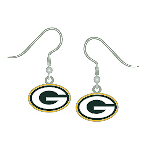 NFL Green Bay Packers Green Bay Packers Earrings J-Hook Logo, Green, Small S