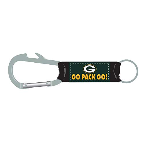 NFL Green Bay Packers Go Pack Go! Carabiner Keychain w/ Bottle Opener One Size