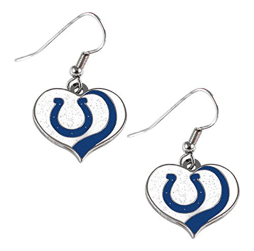 NFL Indianapolis Colts Earrings Glitter Heart, Team Color, (PSGLS0266118) Smal S