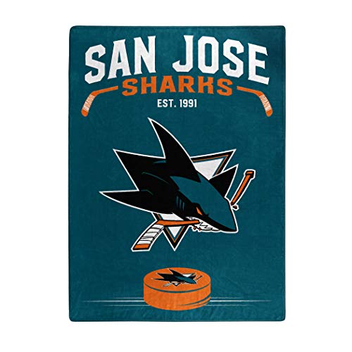 NHL San Jose Sharks Unisex-Adult Raschel Throw Blanket, 60" x 80", Inspired