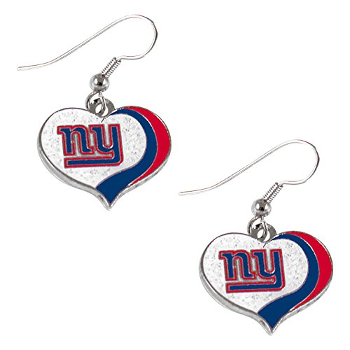 NFL New York Giants Earrings Glitter Heart