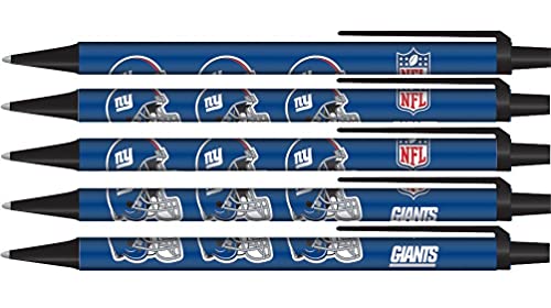 NFL Football Team New York Giants Officially Licensed Black Ink Click Pens-5Pk