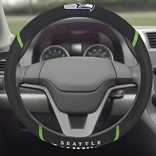 NFL Seattle Seahawks Embroidered Steering Wheel Cover , Black, 15"