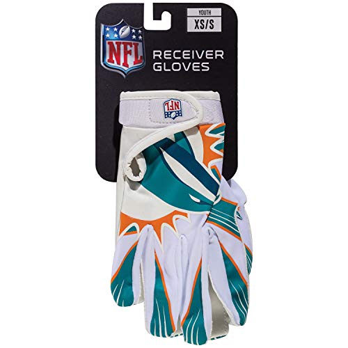 Franklin Sports Miami Dolphins Youth NFL Football Receiver Gloves -  M/L Pair