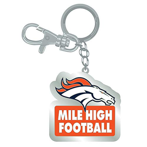 NFL Denver Broncos Mile High Football Tagline Zamac Metal Keychain