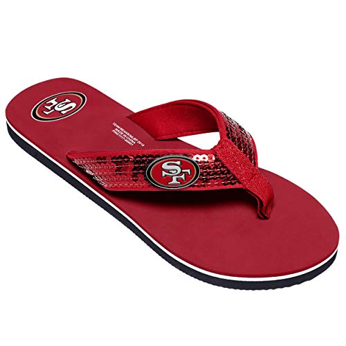 San Francisco 49ers NFL Men's Sequin Flip Flops - L