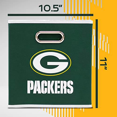 Franklin Sports NFL Green Bay Packers Collapsible Storage Bin - 11"x10.5"x10.5"