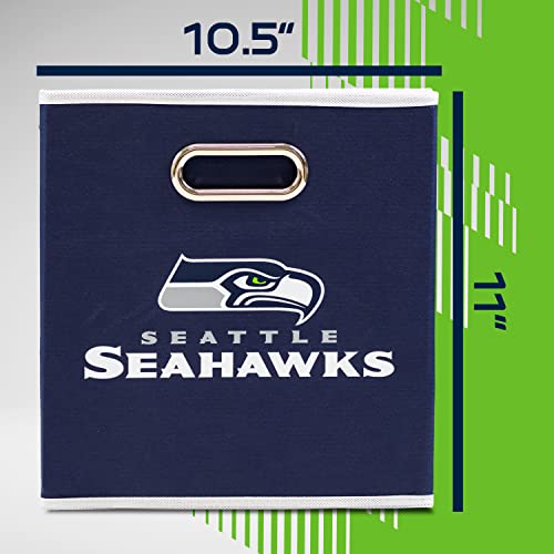 Franklin Sports NFL Seattle Seahawks Collapsible Storage Bin - 11"x10.5"x10.5"