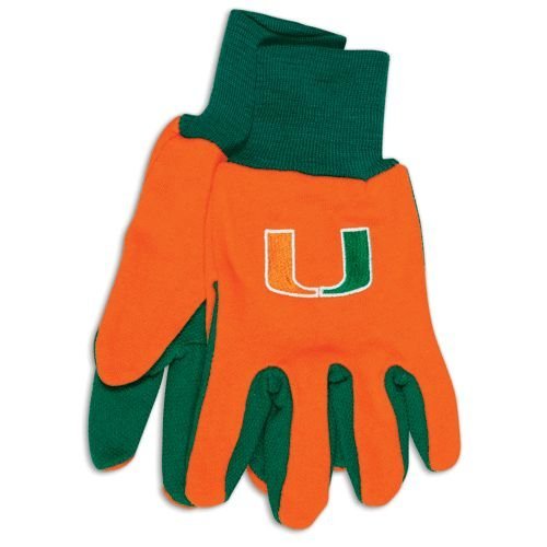 NCAA Miami Hurricanes Two-Tone Gloves, Orange/Green Small S S