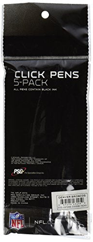 NFL Denver Broncos Disposable Black Ink Click Pens, 5-Pack 5 Count (Pack of 1)