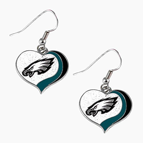 NFL Philadelphia Eagles Philadelphia Eagles Earrings Glitter Heart, Green, Sma S