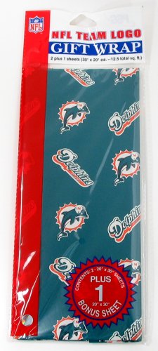 MIAMI DOLPHINS NFL GIFT WRAPPING PAPER 3 SHEETS (30 x 20)