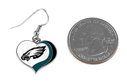 NFL Philadelphia Eagles Philadelphia Eagles Earrings Glitter Heart, Green, Sma S