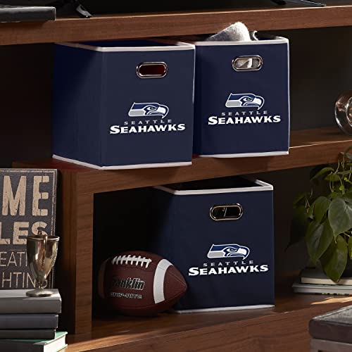 Franklin Sports NFL Seattle Seahawks Collapsible Storage Bin - 11"x10.5"x10.5"