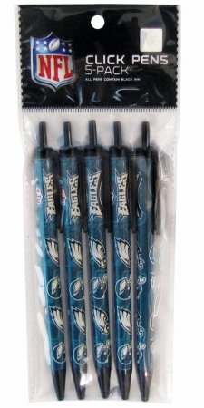 NFL Philadelphia Eagles Disposable Black Ink Click Pens, 5-Pack