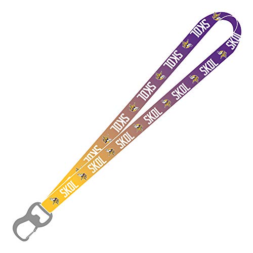 NFL Minnesota Vikings Ombre Skol Lanyard With Bottle Opener, Black, Sma One Size