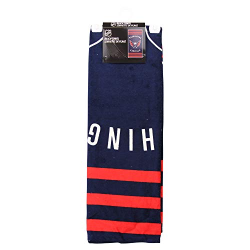 NHL Striped Beach Bath Towel 30" x 60" (Washington Capitals)