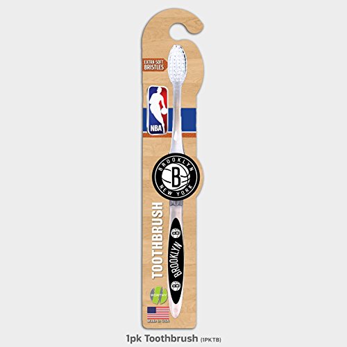 NBA Brooklyn Nets NBA-BRKN-1PKTB Toothbrush w/Extra-Soft Bristles