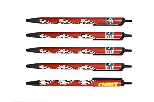 NFL Kansas City Chiefs Disposable Black Ink Click Pens, 5-Pack