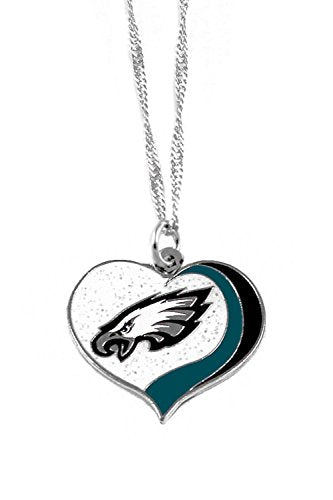 NFL Philadelphia Eagles Sports Team Logo Glitter Heart Necklace