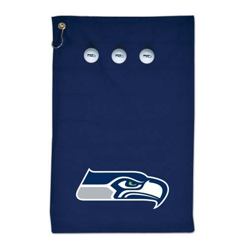 WinCraft NFL Seattle Seahawks Colored Towel & 3 Golf Balls Gift Set