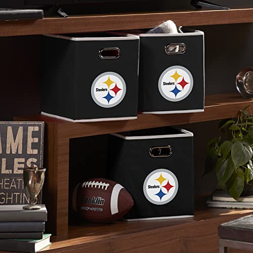 Franklin Sports NFL Pittsburgh Steelers Collapsible Storage Bin 11'x10.5"x10.5"