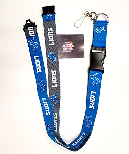 NFL Lions 2-Tone Design Premium Lanyard 2-Sided Breakaway Clip Keychain Football