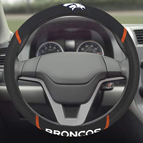 NFL 21372 Denver Broncos Embroidered Steering Wheel Cover 15 Inch Diameter