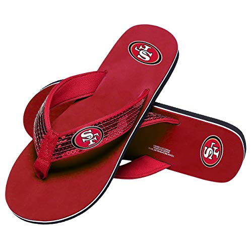 San Francisco 49ers NFL Men's Sequin Flip Flops - L