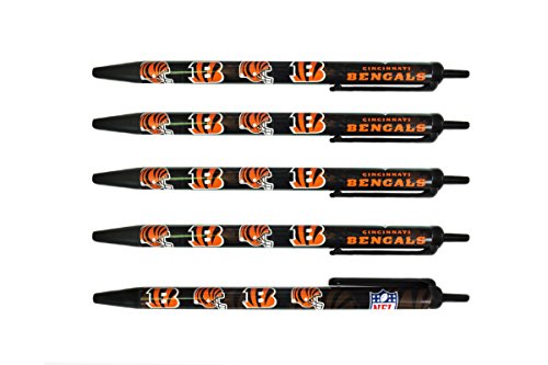 NFL Cincinnati Bengals Disposable Black Ink Click Pens, 5-Pack One Size