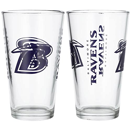 logobrands NFL Baltimore Ravens Two-Pack 16oz. Pint Glass Set