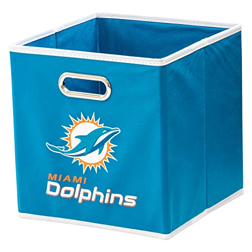 Franklin Sports NFL Miami Dolphins Collapsible Storage Bin - 11"x10.5"x10.5"