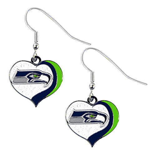 PSG NFL Seattle Seahawks Seattle Seahawks Earrings Glitter Heart, Blue, Small S