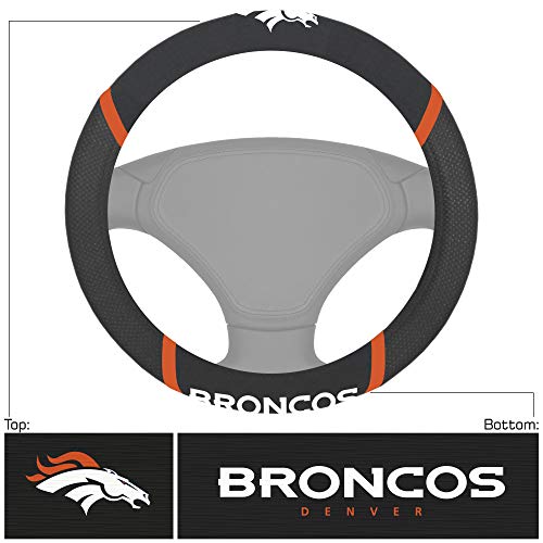 NFL 21372 Denver Broncos Embroidered Steering Wheel Cover 15 Inch Diameter