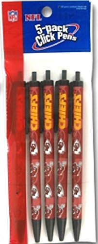 NFL Kansas City Chiefs Disposable Black Ink Click Pens, 5-Pack