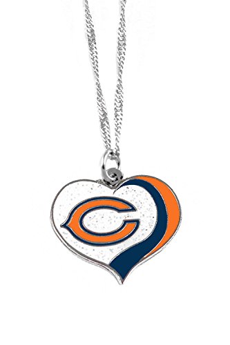 NFL Chicago Bears Necklace Glitter Heart