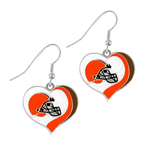 NFL Cleveland Browns Cleveland Browns Earrings Glitter Heart, Brown, Small