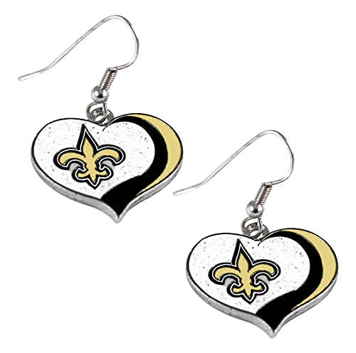 NFL New Orleans Saints Earrings Glitter Heart, Team Color Small S