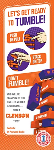 Game Day - NCAA Clemson Tigers -Tumble Tower, Real Wood Blocks