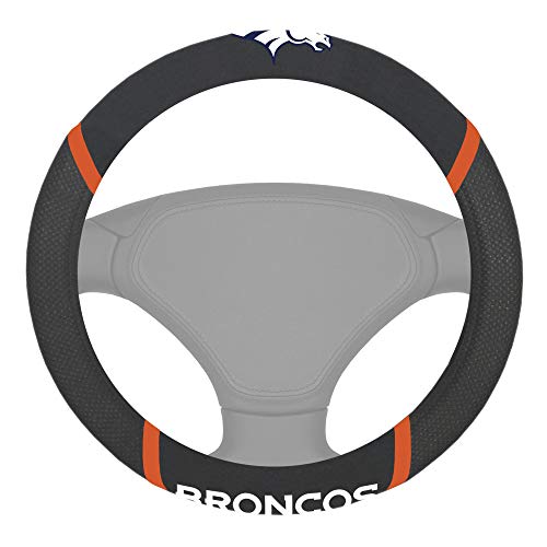 NFL 21372 Denver Broncos Embroidered Steering Wheel Cover 15 Inch Diameter