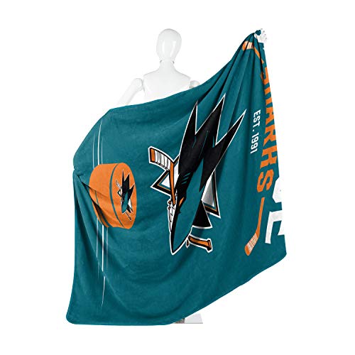 NHL San Jose Sharks Unisex-Adult Raschel Throw Blanket, 60" x 80", Inspired