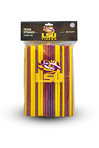 MyFanClip NCAA LSU Tigers 100-Pack Team Straws,10" ES,Purple. 10"Es