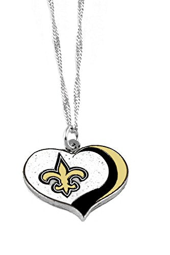 NFL New Orleans Saints Necklace Glitter Heart